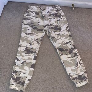 White Camo cargo joggers